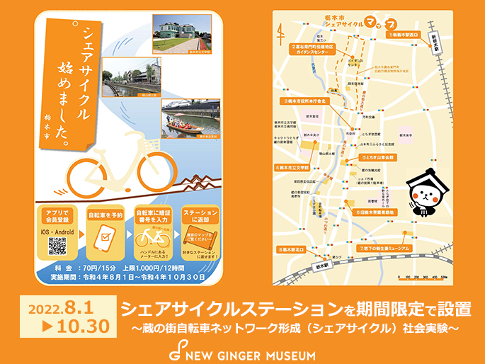 画像：【8月～10月】栃木市のシェアサイクルステーションをミュージアムの第2駐車場に設置。～蔵の街自転車ネットワーク形成（シェアサイクル）社会実験～