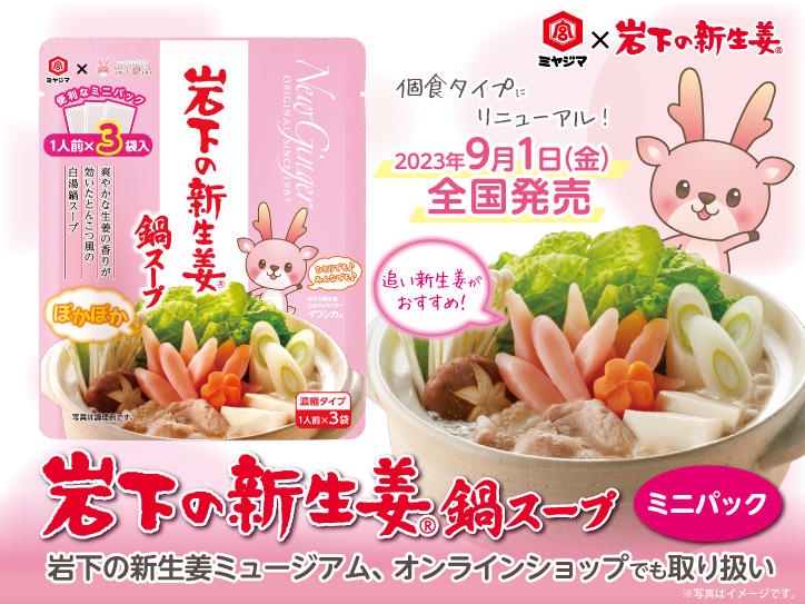 画像：『岩下の新生姜鍋スープ ミニパック』9月1日発売