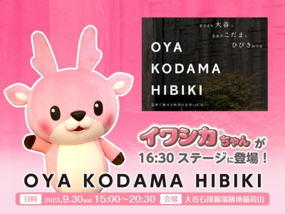 画像：野外音楽イベント「OYA KODAMA HIBIKI~芸術で魅せる栃木の自然vol.6」のステージにイワシカちゃんが登場